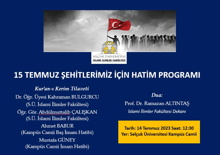 15 Temmuz Şehitleri rahmetle yâd edildi